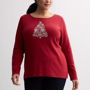 Croft & Barrow Holiday Cotton Tee 0X